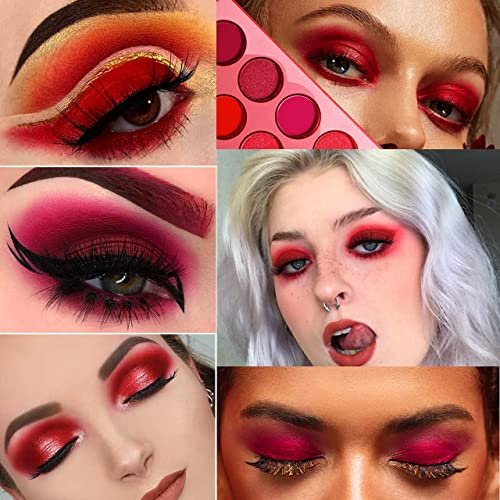 Afflano Red Eyeshadow Palette - 12 Ultra-Pigmented Matte & Shimmer Shades | Cruelty-Free Warm Fall Sunset Pink Goth Red Eye Shadow - görsel 4