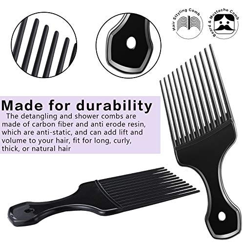 Patelai 3-Piece Hair Pick Comb Set – Wide-Tooth Afro Comb for Men, Carbon Fiber Detangling Styling Tool for Thick Curly Hair & Beard - görsel 6