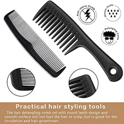 Patelai 3-Piece Hair Pick Comb Set – Wide-Tooth Afro Comb for Men, Carbon Fiber Detangling Styling Tool for Thick Curly Hair & Beard