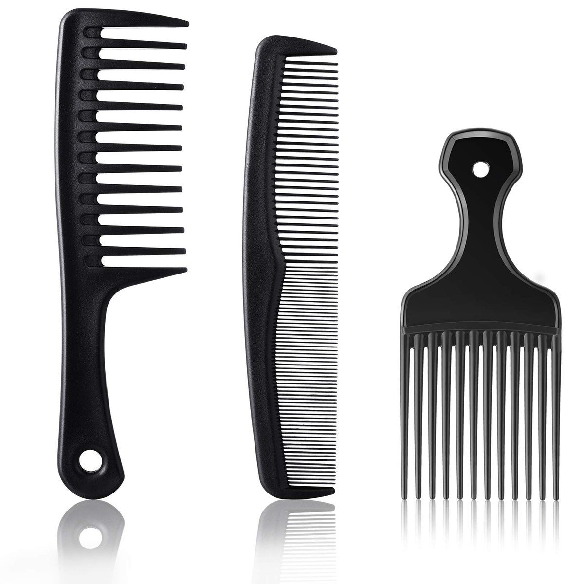 Patelai 3-Piece Hair Pick Comb Set – Wide-Tooth Afro Comb for Men, Carbon Fiber Detangling Styling Tool for Thick Curly Hair & Beard - görsel 1