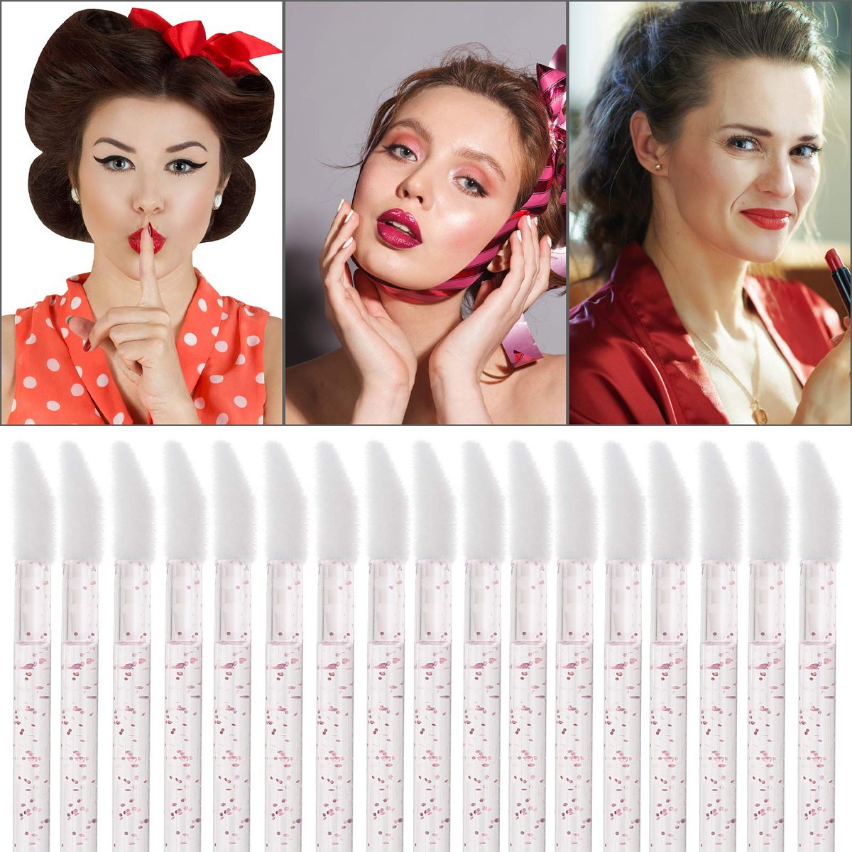 300 Count Disposable Lip Brushes - Pink Crystal Lipstick Applicator Wands, Nylon Bristles, Bulk Pack - görsel 13