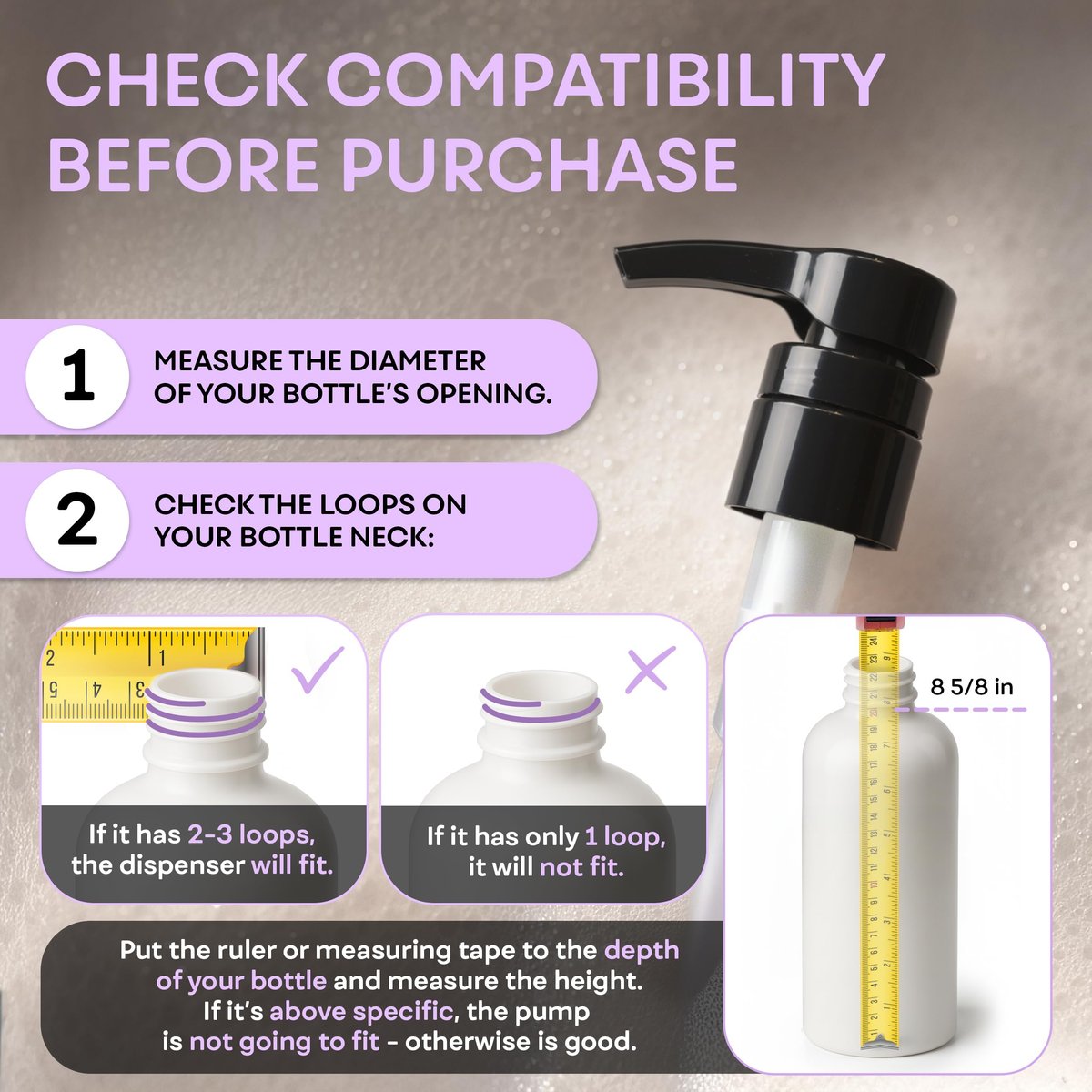BRIGHTFROM Universal Dispensing Pump for Shampoo & Conditioner - 1 L (33.8 OZ) - Fits Most Bottles 12oz to 33.8oz with 28/410 Neck Size, Black (Pack of 2) - görsel 3