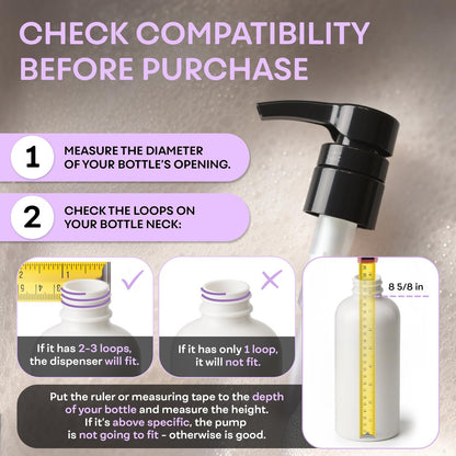 BRIGHTFROM Universal Dispensing Pump for Shampoo & Conditioner - 1 L (33.8 OZ) - Fits Most Bottles 12oz to 33.8oz with 28/410 Neck Size, Black (Pack of 2)
