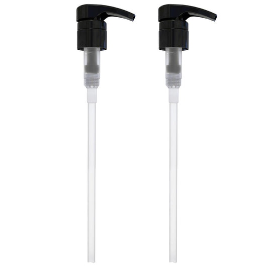 BRIGHTFROM Universal Dispensing Pump for Shampoo & Conditioner - 1 L (33.8 OZ) - Fits Most Bottles 12oz to 33.8oz with 28/410 Neck Size, Black (Pack of 2)