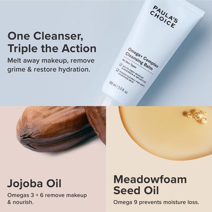 Paula's Choice Omega Complex Face Cleansing Balm – Gentle Daily Makeup Remover for Dry & Sensitive Skin, Mineral Oil-Free & Fragrance-Free, 3.5 Fl Oz Avelisse