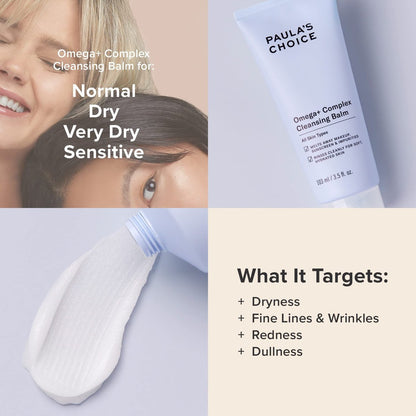 Paula's Choice Omega Complex Face Cleansing Balm – Gentle Daily Makeup Remover for Dry & Sensitive Skin, Mineral Oil-Free & Fragrance-Free, 3.5 Fl Oz Avelisse