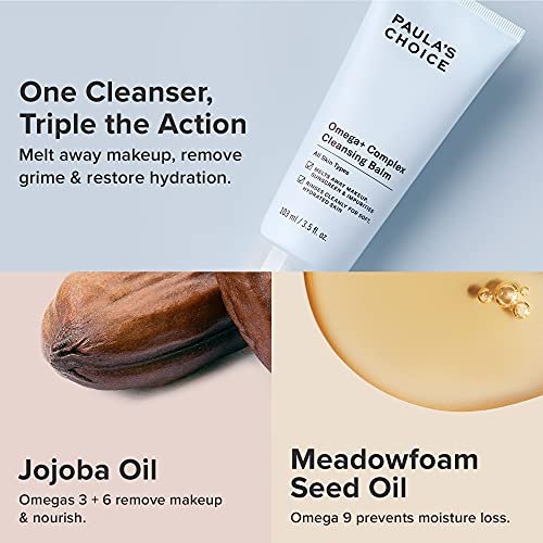 Paula's Choice Omega Complex Face Cleansing Balm – Gentle Daily Makeup Remover for Dry & Sensitive Skin, Mineral Oil-Free & Fragrance-Free, 3.5 Fl Oz Avelisse