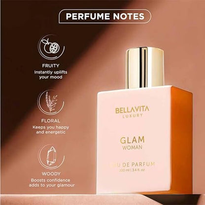 Bellavita Luxury Glam Eau de Parfum for Women – 100 ml (3.4 fl.oz.) White Floral & Jasmine Long-Lasting Fragrance Avelisse