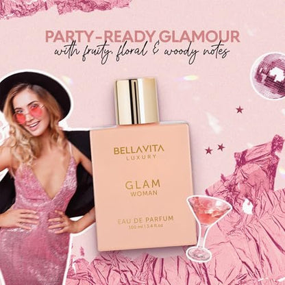 Bellavita Luxury Glam Eau de Parfum for Women – 100 ml (3.4 fl.oz.) White Floral & Jasmine Long-Lasting Fragrance Avelisse