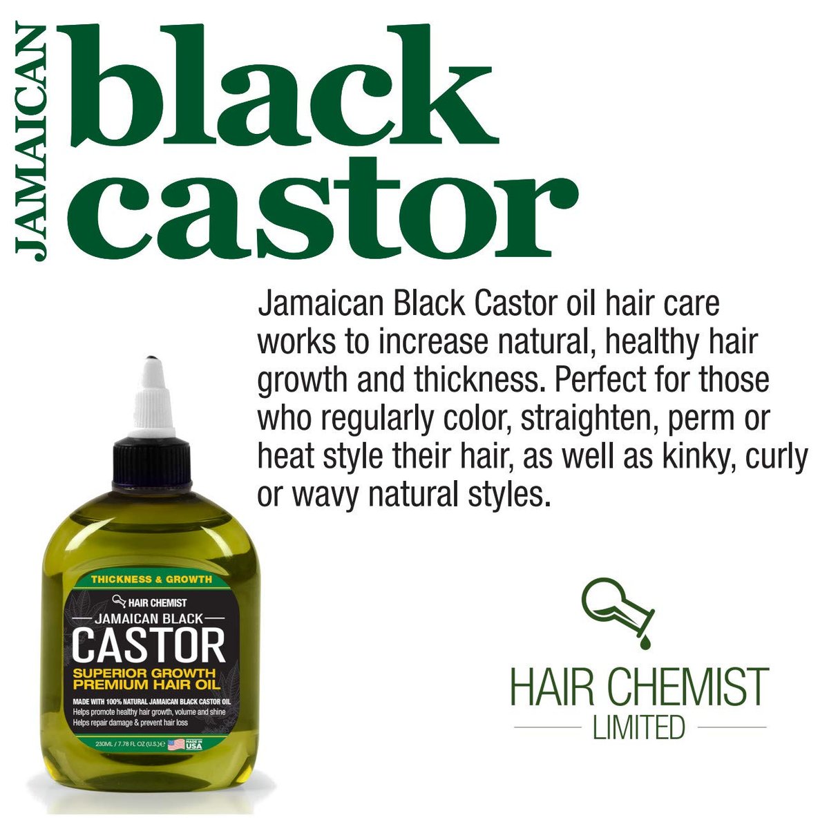 Hair Chemist Superior Growth Jamaican Black Castor Hair Oil - 7 oz for Thicker, Stronger Hair - görsel 6