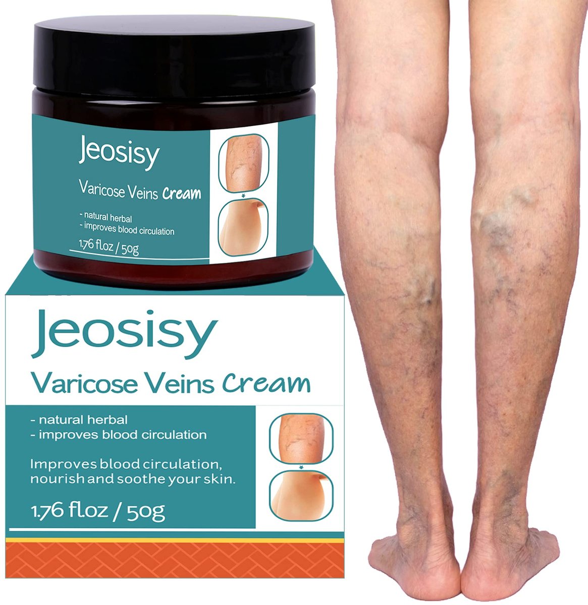 Jeosisy Varicose Vein Cream - Soothing Leg Cream for Varicose & Spider Veins, 1.76 Fl Oz - görsel 1