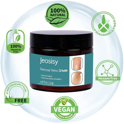 Jeosisy Varicose Vein Cream - Soothing Leg Cream for Varicose & Spider Veins, 1.76 Fl Oz
