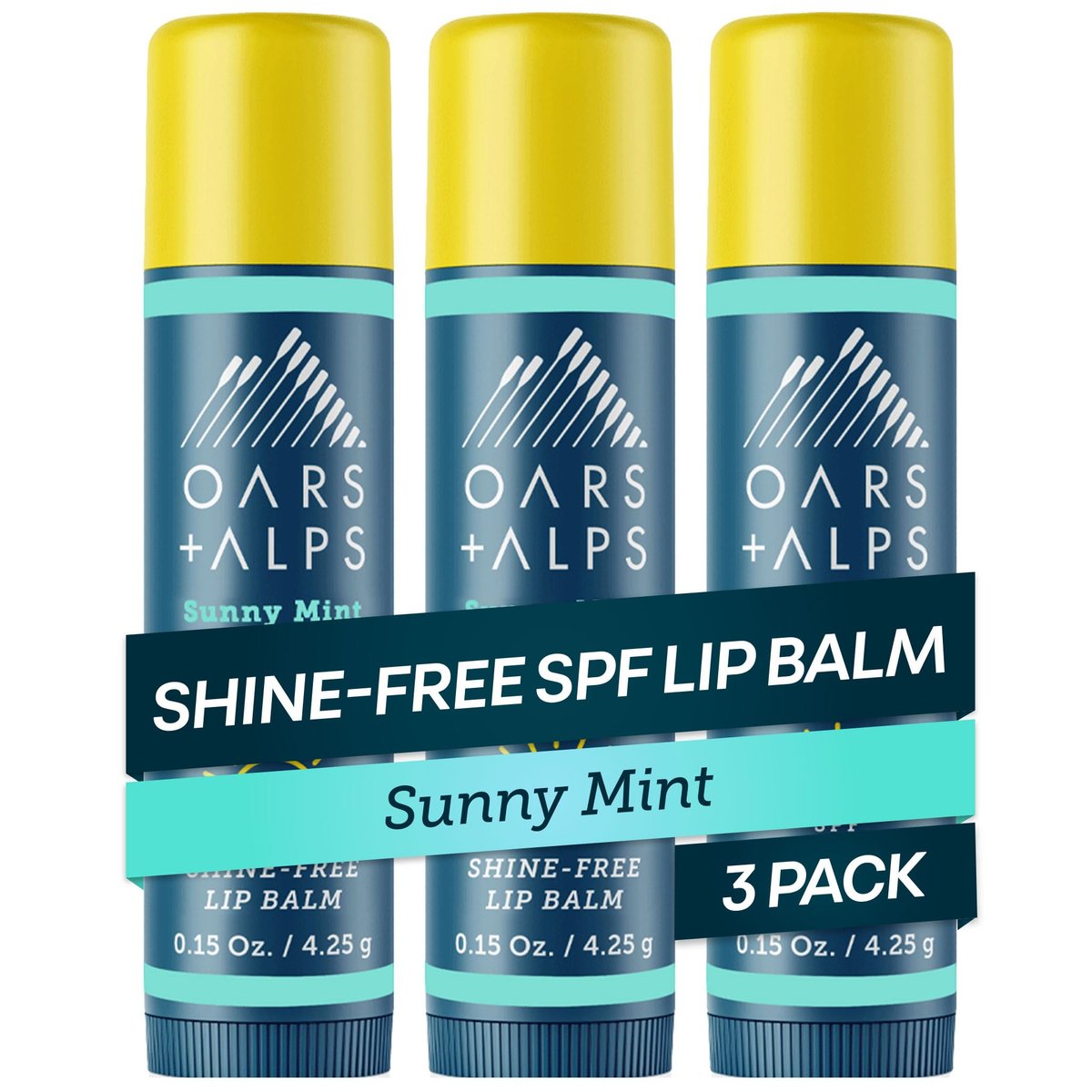 Oars + Alps Lip Sunscreen SPF 18 Lip Balm, Moisturizing & Hydrating, Sunny Mint Scent, 3-Pack Avelisse