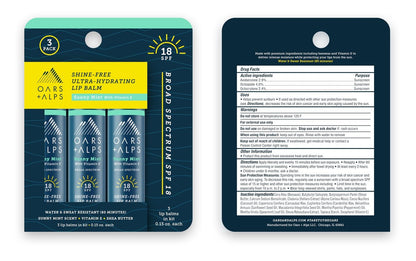 Oars + Alps Lip Sunscreen SPF 18 Lip Balm, Moisturizing & Hydrating, Sunny Mint Scent, 3-Pack Avelisse