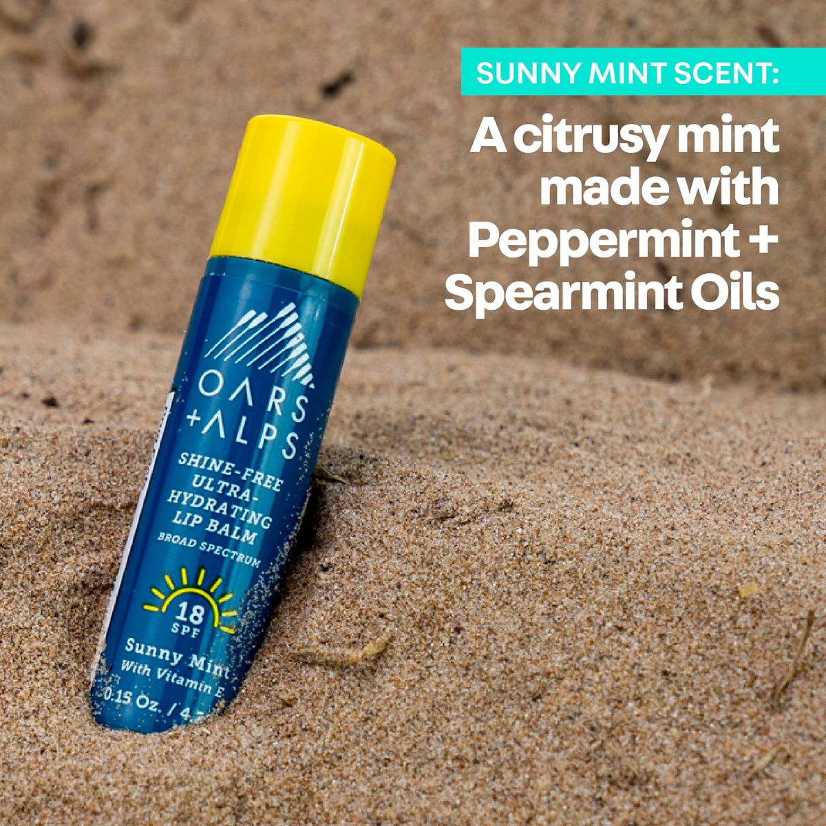 Oars + Alps Lip Sunscreen SPF 18 Lip Balm, Moisturizing & Hydrating, Sunny Mint Scent, 3-Pack Avelisse