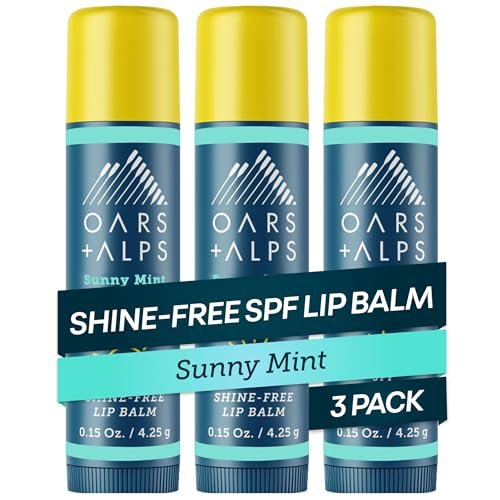 Oars + Alps Lip Sunscreen SPF 18 Lip Balm, Moisturizing & Hydrating, Sunny Mint Scent, 3-Pack Avelisse