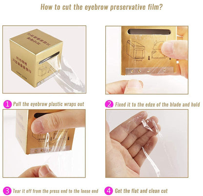 Clear Disposable Eyebrow Tattoo Plastic Wrap - 2 Pack Microblading Saran Barrier Film for Permanent Makeup, Lips, and Tattoo Aftercare