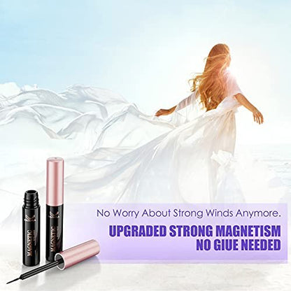 DEJAVIA Magnetic Lashes 10 Pairs - Natural Looking Reusable Wispy Eyelashes with Applicator & Tweezers, No Glue Needed