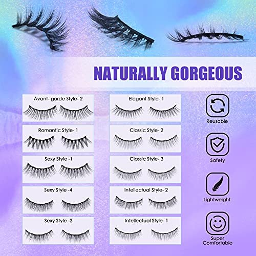 DEJAVIA Magnetic Lashes 10 Pairs - Natural Looking Reusable Wispy Eyelashes with Applicator & Tweezers, No Glue Needed - görsel 8