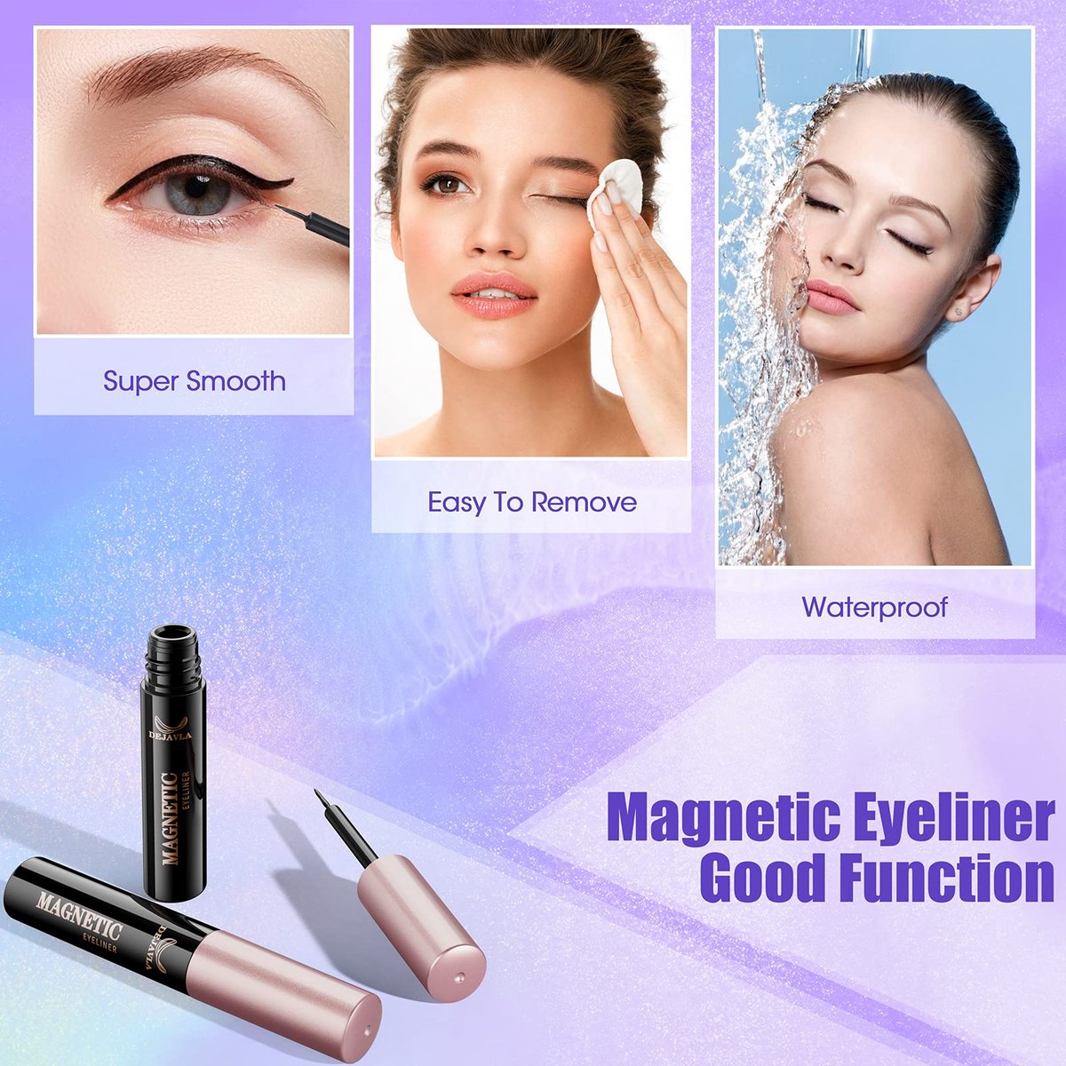 DEJAVIA Magnetic Lashes 10 Pairs - Natural Looking Reusable Wispy Eyelashes with Applicator & Tweezers, No Glue Needed - görsel 11