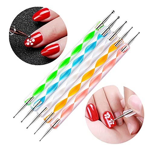 FULINJOY 5-Piece Dotting Pens with 3 Nail Painting Brushes – Nail Art Design Tools Set - görsel 4