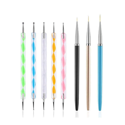 FULINJOY 5-Piece Dotting Pens with 3 Nail Painting Brushes – Nail Art Design Tools Set