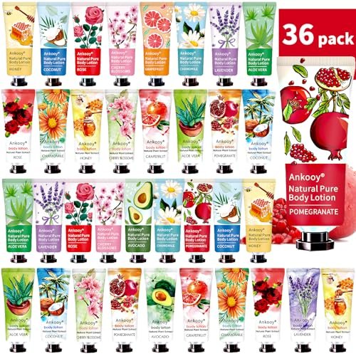 36 Pack Body Lotion for Women Dry Skin - Natural Travel Size Lotion with Shea Butter, Easter Basket Stuffers, Mothers Day Gifts for Mom, Teacher Appreciation Gifts, Nurse Week Gifts for Women, Coworkers Avelisse