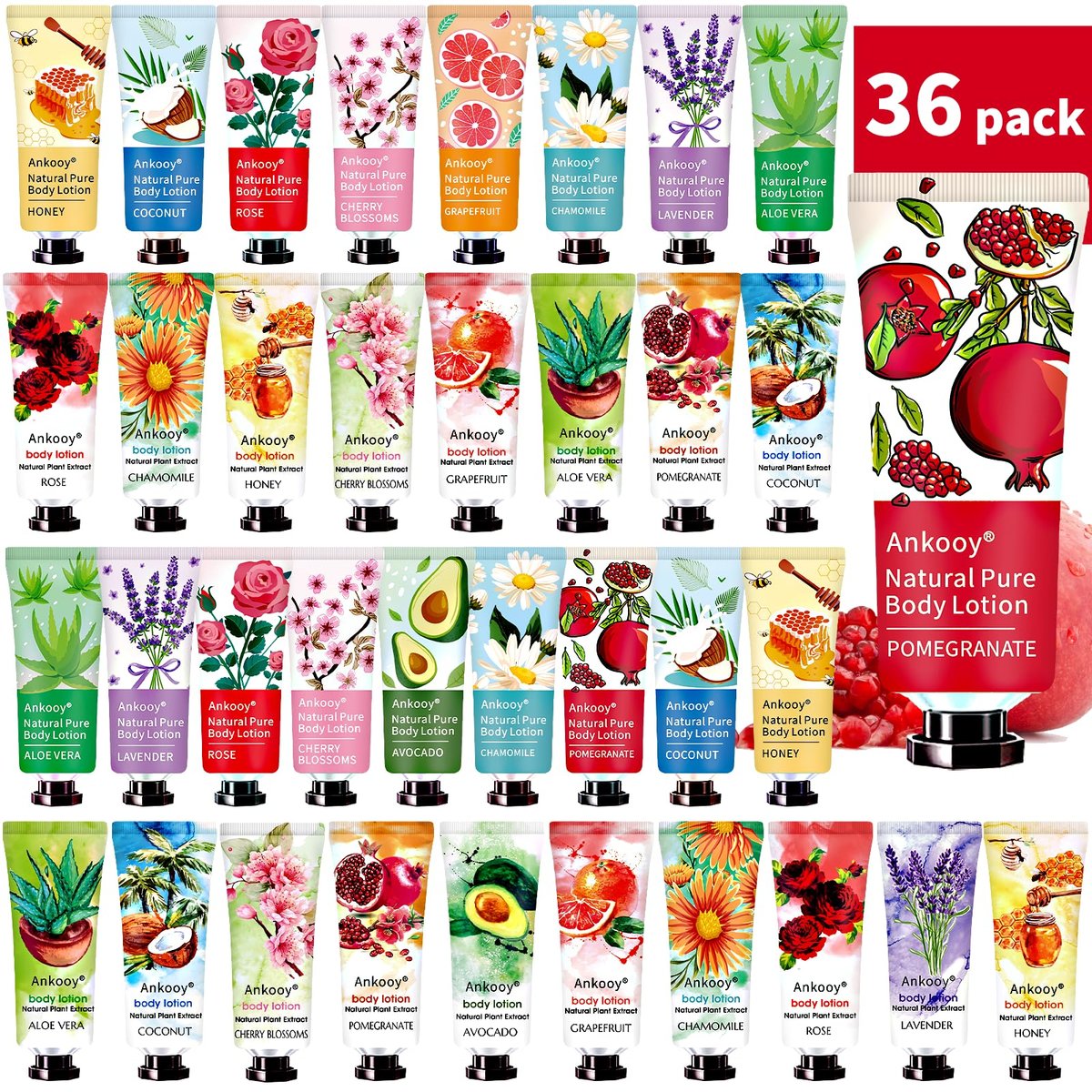 36 Pack Body Lotion for Women Dry Skin - Natural Travel Size Lotion with Shea Butter, Easter Basket Stuffers, Mothers Day Gifts for Mom, Teacher Appreciation Gifts, Nurse Week Gifts for Women, Coworkers Avelisse