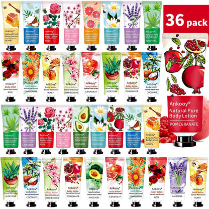36 Pack Body Lotion for Women Dry Skin - Natural Travel Size Lotion with Shea Butter, Easter Basket Stuffers, Mothers Day Gifts for Mom, Teacher Appreciation Gifts, Nurse Week Gifts for Women, Coworkers Avelisse