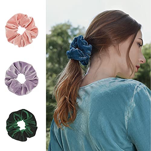 60 Pcs Soft Velvet and Satin Scrunchies for Girls and Women - Silk Elastic Hair Ties and Accessories With Gift Bag - görsel 8