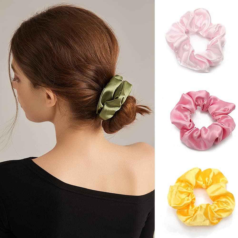 60 Pcs Soft Velvet and Satin Scrunchies for Girls and Women - Silk Elastic Hair Ties and Accessories With Gift Bag - görsel 9