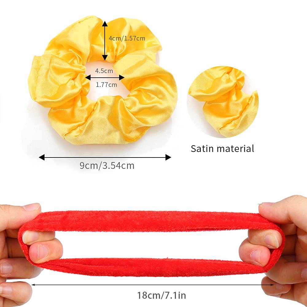 60 Pcs Soft Velvet and Satin Scrunchies for Girls and Women - Silk Elastic Hair Ties and Accessories With Gift Bag - görsel 3