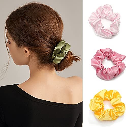 60 Pcs Soft Velvet and Satin Scrunchies for Girls and Women - Silk Elastic Hair Ties and Accessories With Gift Bag - görsel 10