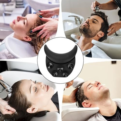 Curved Silicone Shampoo Bowl Neck Rest with Suction Cup - Ergonomic Hair Washing Pillow for Salon Sinks & Bathtubs