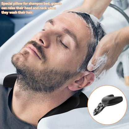 Curved Silicone Shampoo Bowl Neck Rest with Suction Cup - Ergonomic Hair Washing Pillow for Salon Sinks & Bathtubs