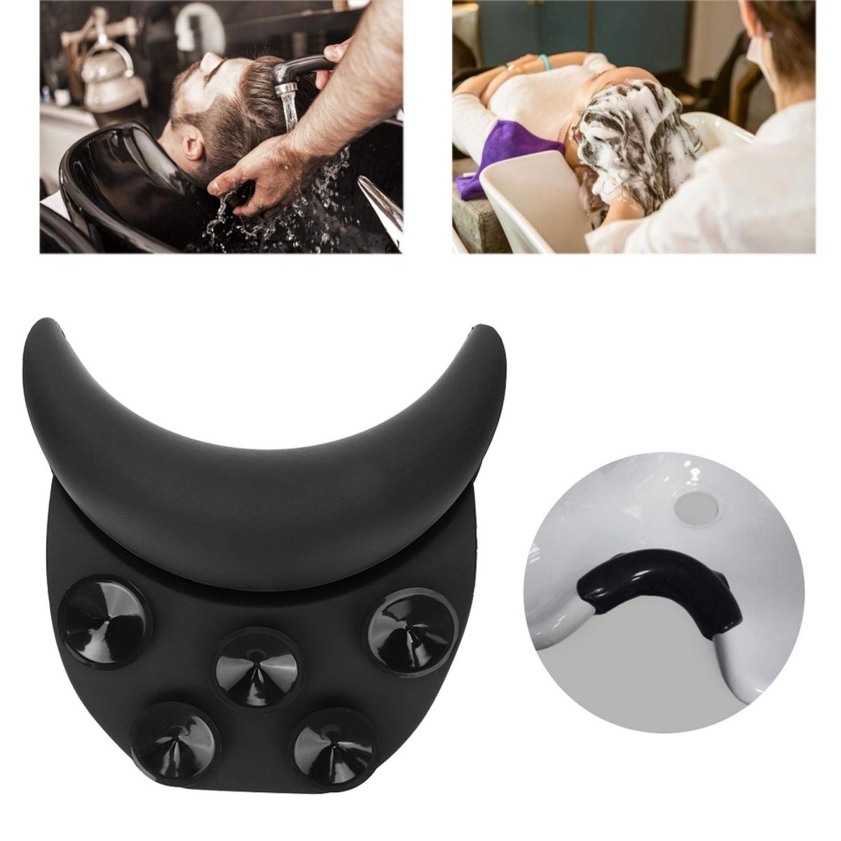 Curved Silicone Shampoo Bowl Neck Rest with Suction Cup - Ergonomic Hair Washing Pillow for Salon Sinks & Bathtubs - görsel 13