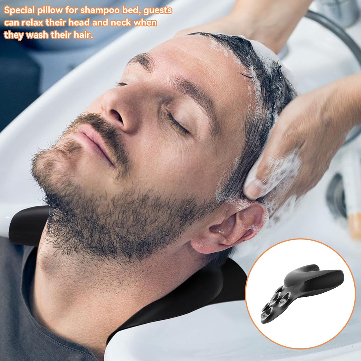 Curved Silicone Shampoo Bowl Neck Rest with Suction Cup - Ergonomic Hair Washing Pillow for Salon Sinks & Bathtubs - görsel 7