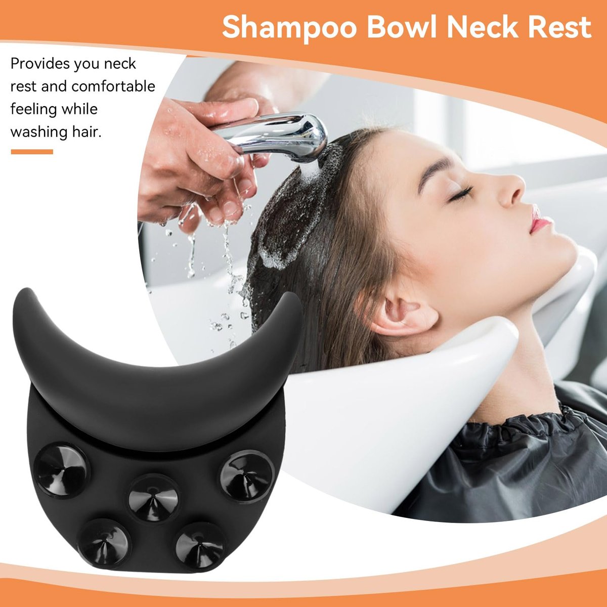 Curved Silicone Shampoo Bowl Neck Rest with Suction Cup - Ergonomic Hair Washing Pillow for Salon Sinks & Bathtubs - görsel 3