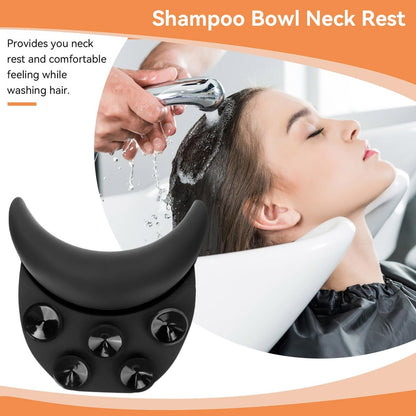 Curved Silicone Shampoo Bowl Neck Rest with Suction Cup - Ergonomic Hair Washing Pillow for Salon Sinks & Bathtubs