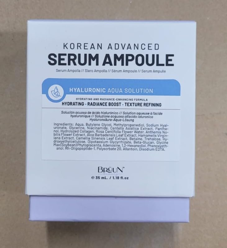 BRÜUN HY - Control Hyaluronic Aqua Solution Ampoule - Korean Face Serum Booster, 1.18 fl.oz Avelisse