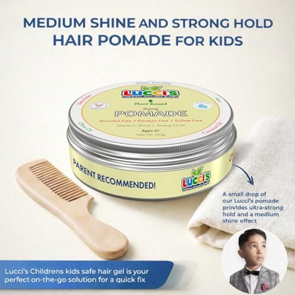 LUCCI'S CHILDRENS GROOMING SUPPLY Baby Hair Gel – 5oz Plant-Based Styling Hair Pomade for Infants – No Parabens or Sulphates – Medium Shine and Strong Hold Hair Paste for Kids Avelisse