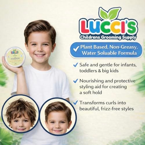 LUCCI'S CHILDRENS GROOMING SUPPLY Baby Hair Gel – 5oz Plant-Based Styling Hair Pomade for Infants – No Parabens or Sulphates – Medium Shine and Strong Hold Hair Paste for Kids Avelisse