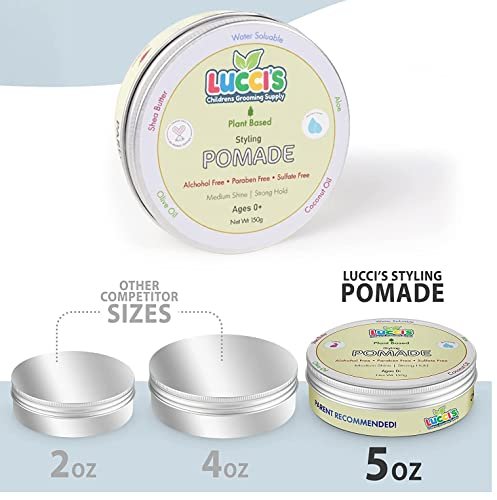 LUCCI'S CHILDRENS GROOMING SUPPLY Baby Hair Gel – 5oz Plant-Based Styling Hair Pomade for Infants – No Parabens or Sulphates – Medium Shine and Strong Hold Hair Paste for Kids Avelisse