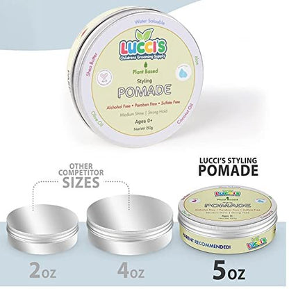 LUCCI'S CHILDRENS GROOMING SUPPLY Baby Hair Gel – 5oz Plant-Based Styling Hair Pomade for Infants – No Parabens or Sulphates – Medium Shine and Strong Hold Hair Paste for Kids Avelisse