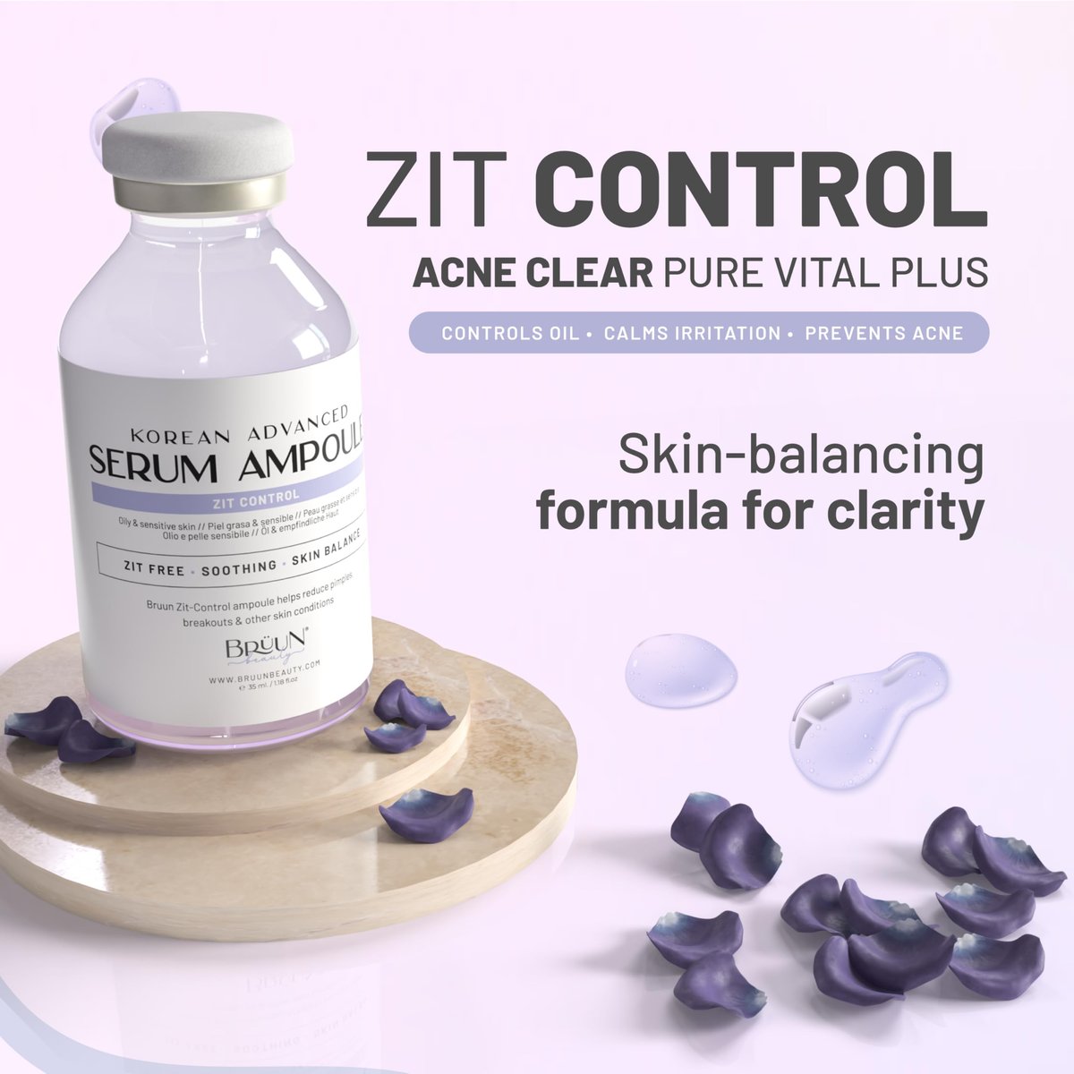 BRÜUN AC-Control Clear and Pure Vita Plus Ampoule - Micro Needling Booster for Face and Body, Korean Skin Care Serum with Derma Pen or Alone, 1.18 oz Avelisse