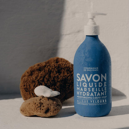 La Compagnie de Provence Savon de Marseille Extra Pure Liquid Soap - Velvet Seaweed - 16.7 Fl Oz Glass Pump Bottle