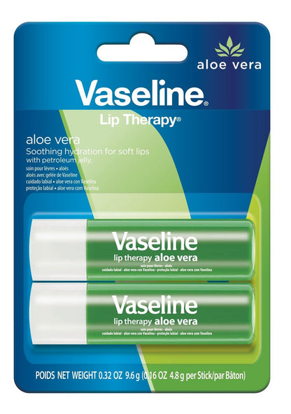 Vaseline Lip Therapy Aloe Care Twin Pack – Soothing Lip Balm for Dry, Chapped Lips