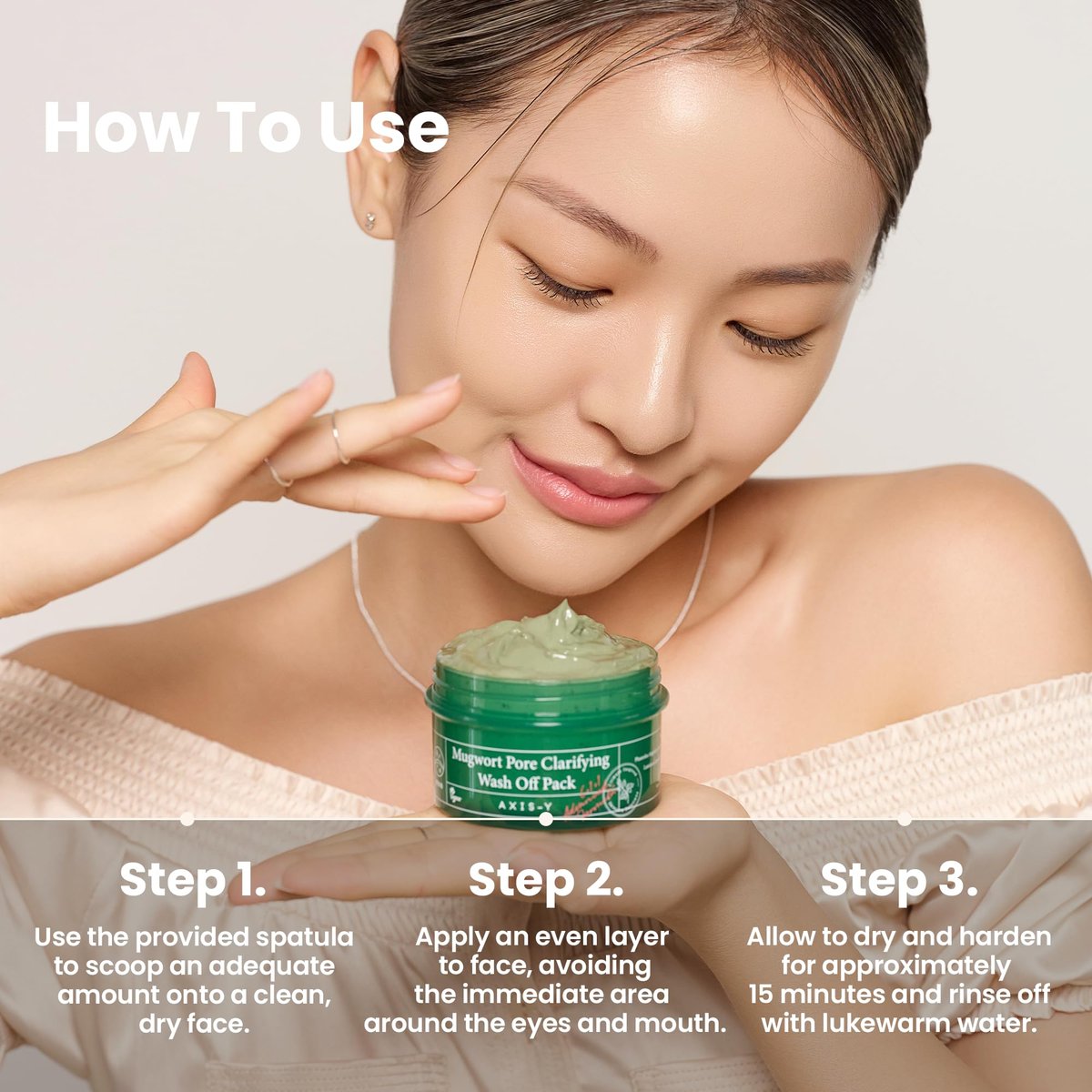AXIS-Y Mugwort Pore Clarifying Wash Off Pack - Vegan Clay Mask for Clogged Pores, Whiteheads & Blackheads - Korean Skin Care (3.38 fl. oz.) Avelisse