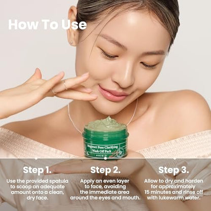 AXIS-Y Mugwort Pore Clarifying Wash Off Pack - Vegan Clay Mask for Clogged Pores, Whiteheads & Blackheads - Korean Skin Care (3.38 fl. oz.) Avelisse