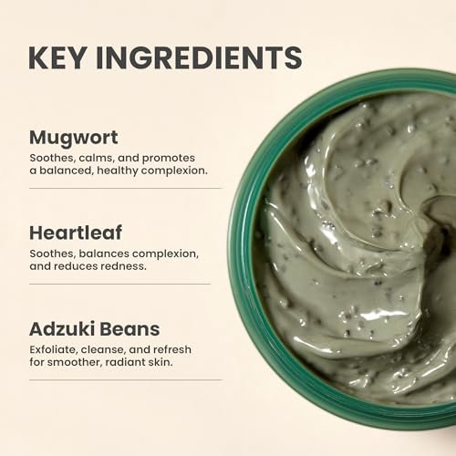 AXIS-Y Mugwort Pore Clarifying Wash Off Pack - Vegan Clay Mask for Clogged Pores, Whiteheads & Blackheads - Korean Skin Care (3.38 fl. oz.) Avelisse